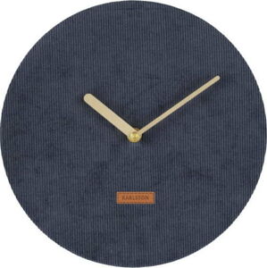 Tmavě modré nástěnné hodiny s manšestrem Karlsson Corduroy, ⌀ 25 cm