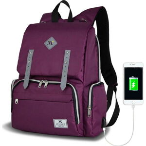 Fialový batoh pro maminky s USB portem My Valice MOTHER STAR Baby Care Backpack