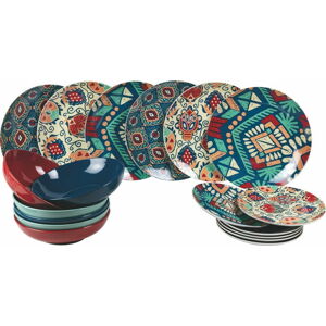 18dílná sada barevných talířů z porcelánu a kameniny Villa d'Este Mon Afrique
