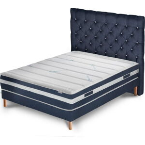Tmavě modrá postel s matrací Stella Cadente Maison Venus Forme, 140 x 200  cm