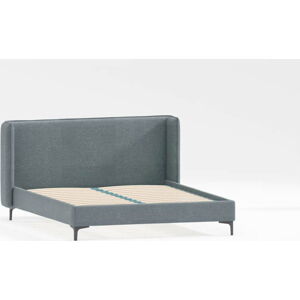 Modrá čalouněná dvoulůžková postel s roštem 140x200 cm Basti – Ropez