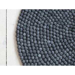 Antracitový kuličkový vlněný koberec Wooldot Ball Rugs, ⌀ 140 cm