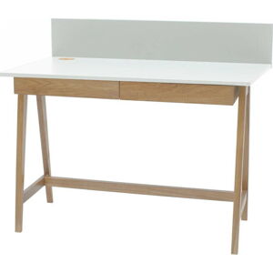 Bílý psací stůl s podnožím z jasanového dřeva Ragaba Luka, délka 110 cm