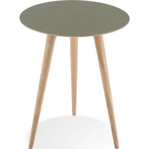 Příruční stolek z dubového dřeva se zelenou deskou Gazzda Arp, ⌀ 45 cm