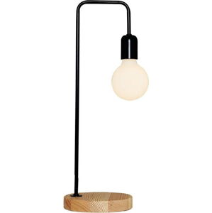 Černá stolní lampa s dřevěným podstavcem Homemania Decor Valetta