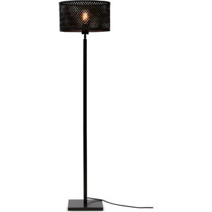 Černá stojací lampa s bambusovým stínidlem (výška 128 cm) Java – Good&Mojo
