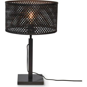 Černá stolní lampa s bambusovým stínidlem (výška 38 cm) Java – Good&Mojo