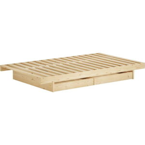 Jednolůžková postel z borovicového dřeva s úložným prostorem s roštem v přírodní barvě 90x200 cm Kanso – Karup Design