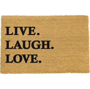 Rohožka z přírodního kokosového vlákna Artsy Doormats Live Laugh Love, 40 x 60 cm