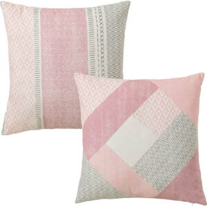 Sada 2 růžových polštářů z bavlny Unimasa Cube, 45 x 45 cm