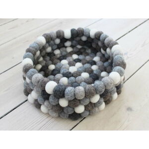 Šedo-bílý kuličkový vlněný úložný košík Wooldot Ball Basket, ⌀ 28 cm