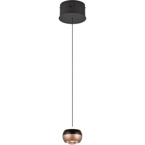 LED závěsné svítidlo s kovovým stínidlem ø 15,5 cm v černo-měděné barvě Orbit – Trio Select