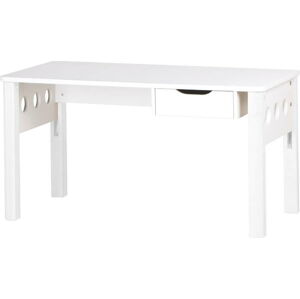 Bílý psací stůl z březového dřeva s nastavitelnou výškou Flexa