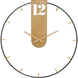 Černé nástěnné hodiny s detaily ve zlaté barvě Mauro Ferretti Goldy, ø 60 cm