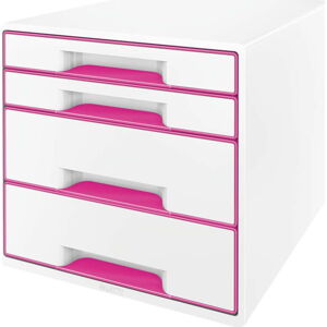 Bílo-růžový zásuvkový box Leitz WOW CUBE, 4 zásuvky