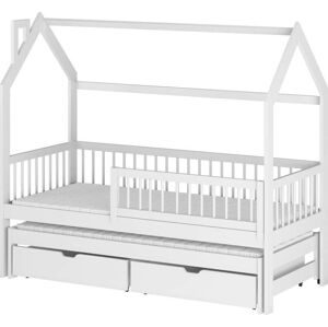 Bílá domečková dětská postel s úložným prostorem 80x180 cm Papi - Lano Meble