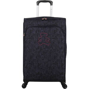 Fialové zavazadlo na 4 kolečkách Lulucastagnette Teddy Bear, 71 l