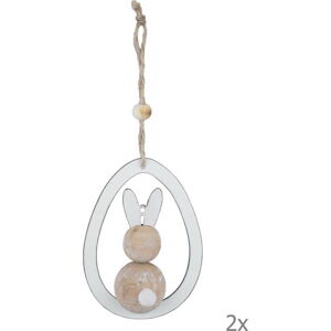 Sada 2 dřevěných závěsných velikonočních dekorací Ego Dekor Bunny
