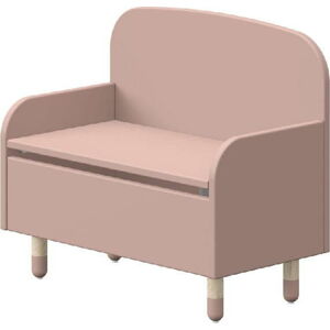 Růžová úložná lavice s opěrkou Flexa Dots
