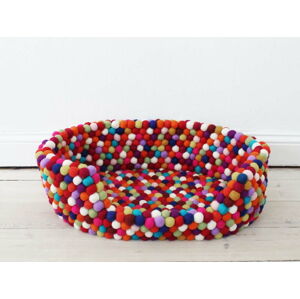 Tmavě červený kuličkový vlněný pelíšek pro domácí zvířata Wooldot Ball Pet Basket, 40 x 30 cm