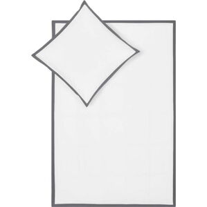 Bílo-šedé povlečení na jednolůžko z bavlněného perkálu Westwing Collection Joanna, 135 x 200 cm