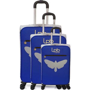Sada 3 modrých skořepinových zavazadel na 4 kolečkách LPB Clara