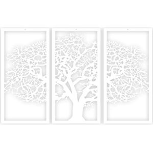 Bílý 3dílný nástěnný obraz Solid Tree