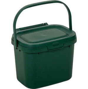 Lahvově zelená nádoba na kompostovatelný odpad s víkem Addis, 24,5 x 18,5 x 19 cm
