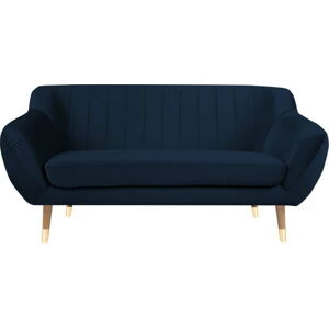 Tmavě modrá sametová pohovka Mazzini Sofas Benito, 158 cm