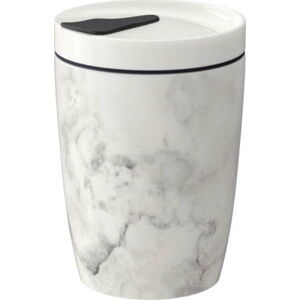 Šedo-bílý porcelánový termohrnek Villeroy & Boch Like To Go, 290 ml