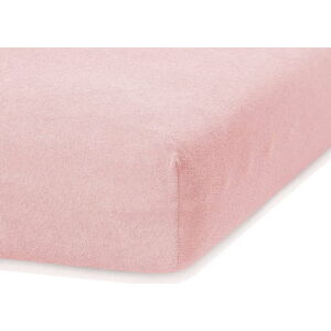 Světle růžové elastické prostěradlo s vysokým podílem bavlny AmeliaHome Ruby, 140/160 x 200 cm