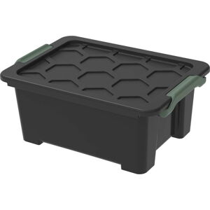 Leskle černý plastový úložný box s víkem Evo Safe - Rotho