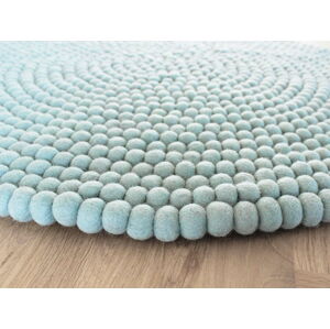 Pastelově modrý kuličkový vlněný koberec Wooldot Ball Rugs, ⌀ 140 cm