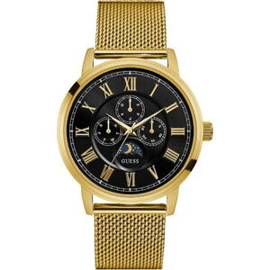 Pánské hodinky s páskem z nerezové oceli ve zlaté barvě Guess W0871G2