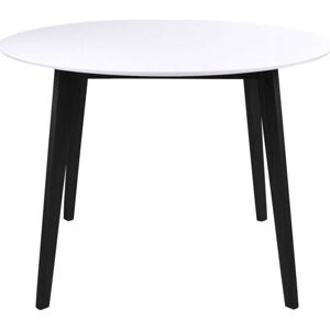 Jídelní stůl s bílou deskou a černýma nohama z kaučukového dřeva House Nordic Vojens, ⌀ 105 cm
