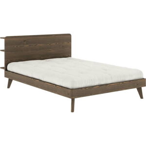 Hnědá dvoulůžková postel s roštem 140x200 cm Retreat – Karup Design