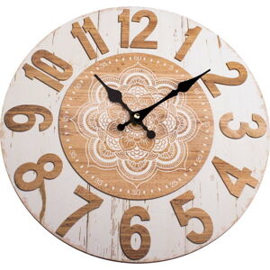 Dřevěné nástěnné hodiny Dakls Mandala, ø 34 cm