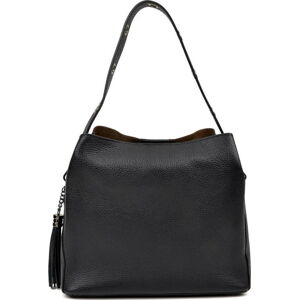 Černá kožená kabelka Mangotti Bags, 30 x 26 cm