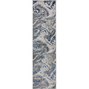 Modro-šedý běhoun Flair Rugs Marbled, 60 x 230 cm