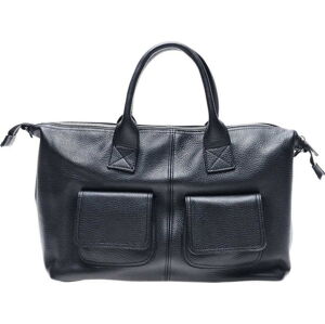 Černá kožená kabelka Anna Luchini, 25 x 48 cm
