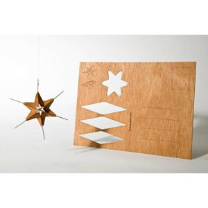 Dřevěná pohlednice Formes Berlin Hvězda, 14,8 x 10,5 cm