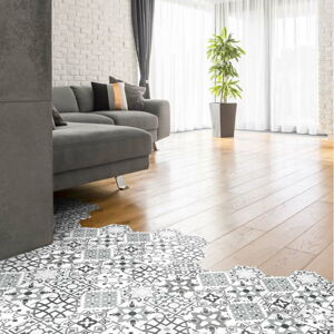 Sada 10 samolepek na podlahu Ambiance Floor Tiles Hexagons Francia, 40 x 90 cm