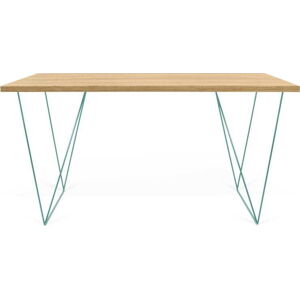 Pracovní stůl se zelenými nohami TemaHome Flow, 75 x 140 cm