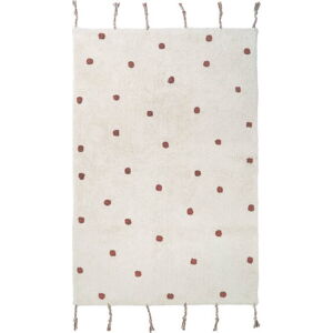 Béžovo-červený ručně vyrobený koberec z bavlny Nattiot Numi, 100 x 150 cm