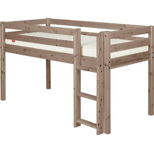 Hnědá středně vysoká dětská postel z borovicového dřeva Flexa Classic, 90 x 200 cm