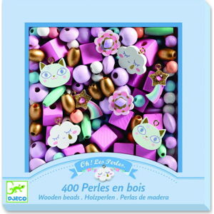 Sada 400 dřevěných korálků pro výrobu šperků Djeco Rainbow