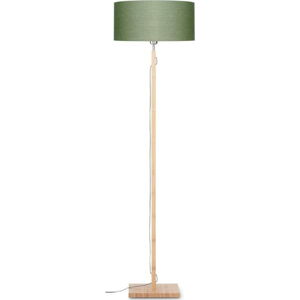 Stojací lampa se zeleným stínidlem a konstrukcí z bambusu Good&Mojo Fuji