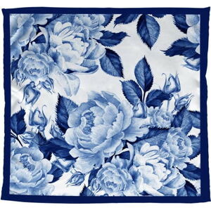Modrý šátek Madre Selva Blue Flowers, 55 x 55 cm