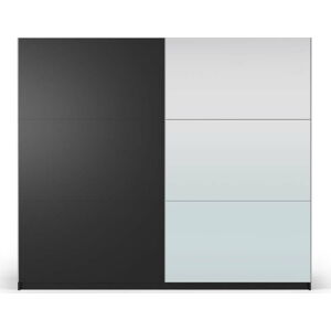 Černá šatní skříň se zrcadlem a s posuvnými dveřmi 250x215 cm Lisburn - Cosmopolitan Design