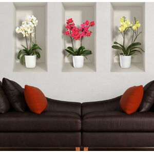 Sada 3 3D samolepek na zeď Ambiance Orchids